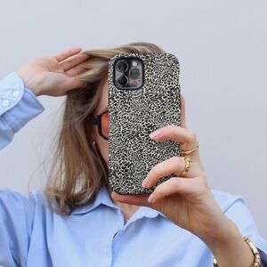 Etsy iPhone 16 Pro Black and White Animal Leopard Print Glossy Case